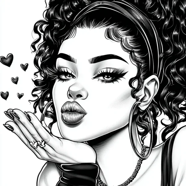 dhtee_53999_httpss.mj.run1KYyRJDkgOI_Black_and_white_Valentin_1117f72b-2cb2-4414-8be7-5714fadcacaf_0 LOVE LOOKS GOOD ON YOU:A Valentine’s Day Glam Girl Coloring Collection