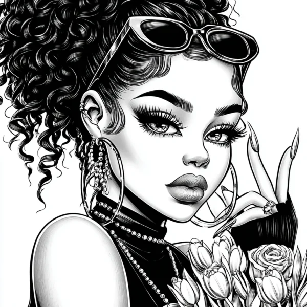 dhtee_53999_httpss.mj.run1KYyRJDkgOI_Black_and_white_Valentin_239e9481-ea01-4a0e-bde3-0041aeffe2e2_3 LOVE LOOKS GOOD ON YOU:A Valentine’s Day Glam Girl Coloring Collection