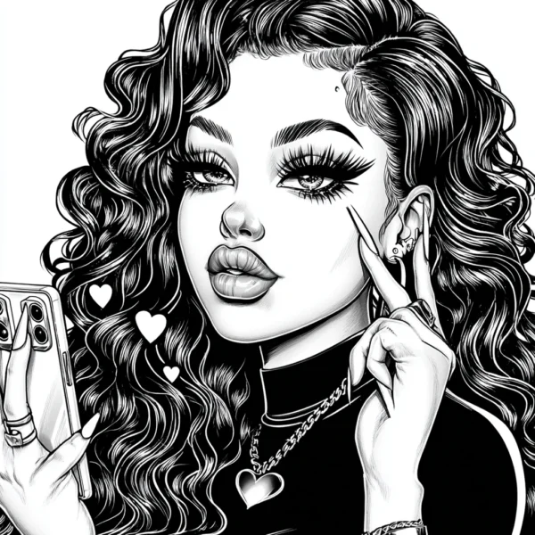 dhtee_53999_httpss.mj.run1KYyRJDkgOI_Black_and_white_line_art_c7385735-c777-4c3f-b55c-eb25f45faa93_1 LOVE LOOKS GOOD ON YOU:A Valentine’s Day Glam Girl Coloring Collection